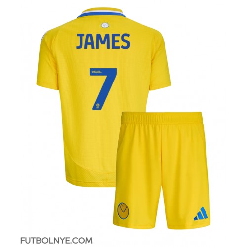 Camiseta Leeds United Daniel James #7 Visitante Equipación para niños 2024-25 manga corta (+ pantalones cortos)